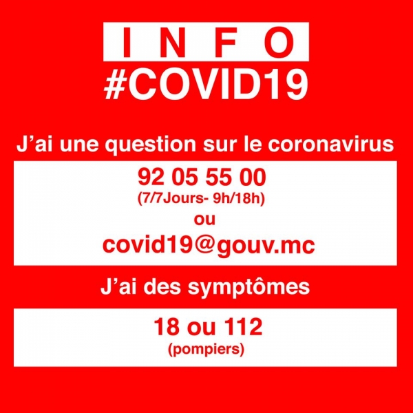 Informations sur le Covid-19 en Principauté de Monaco